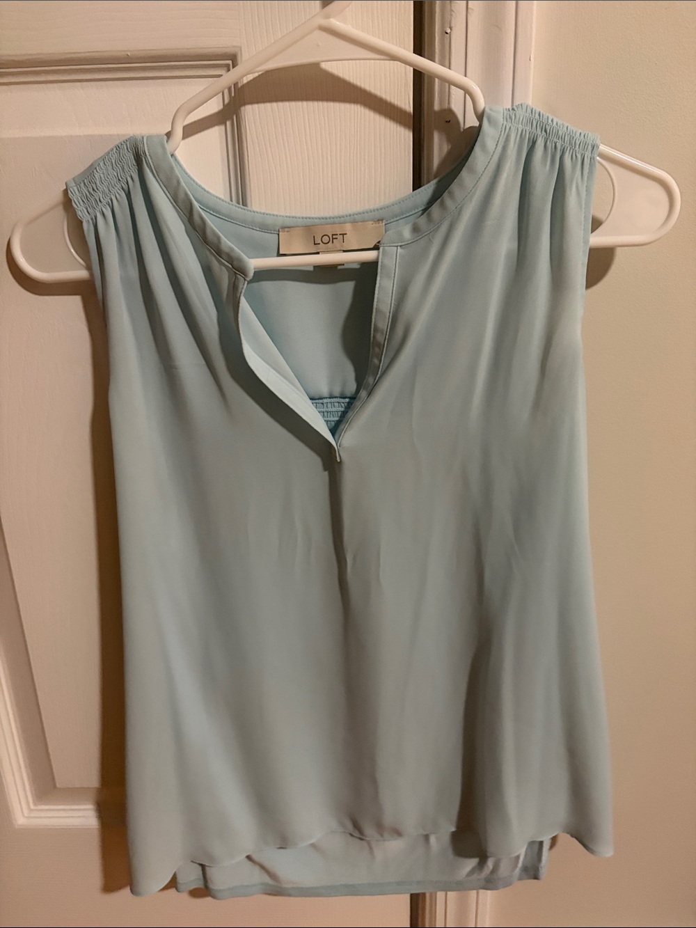 LOFT Pale Blue Sleeveless Keyhole Blouse